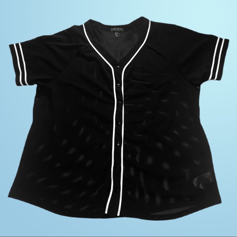 Forever 21 Plus Black Baseball Jersey